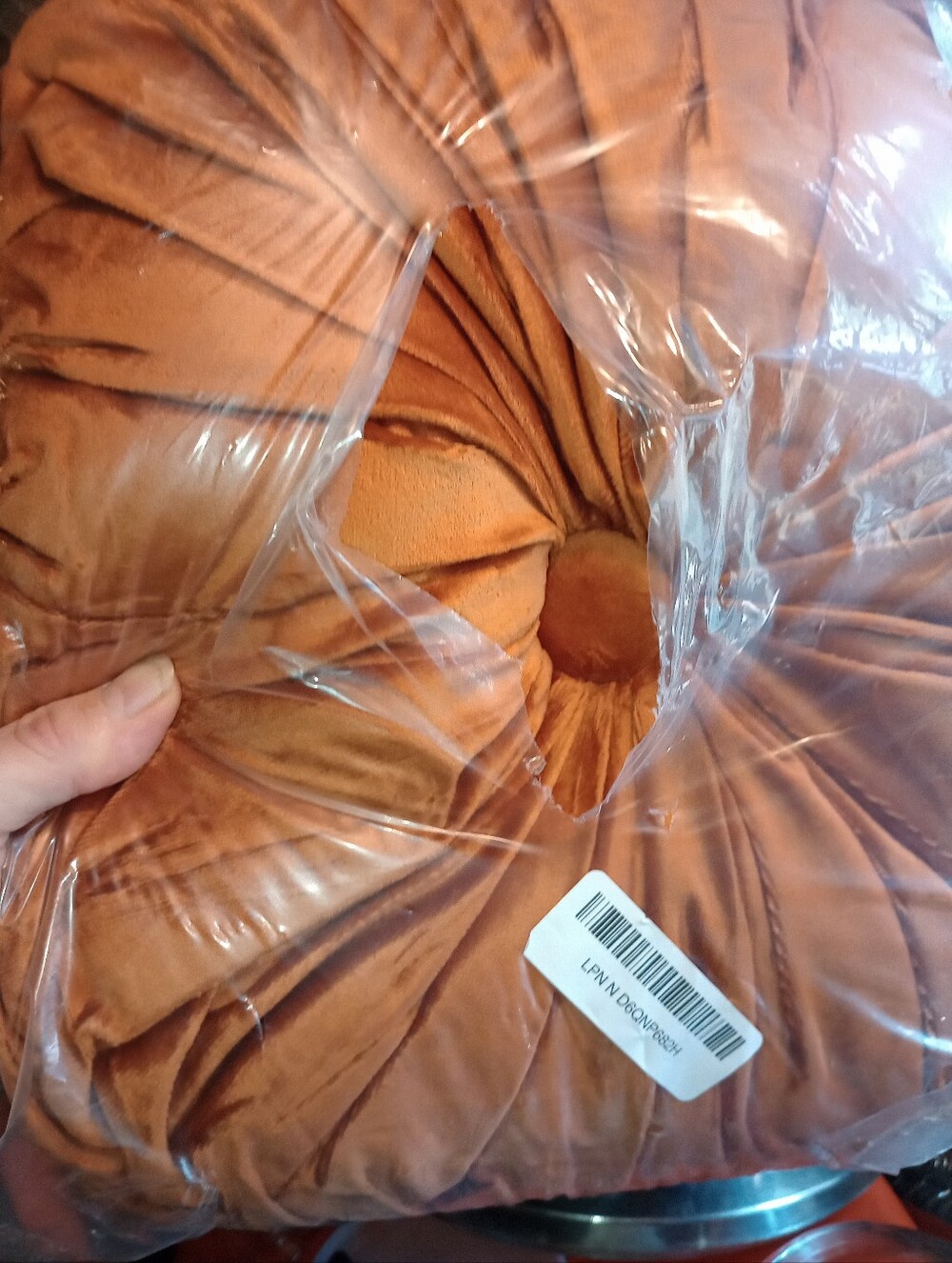 Round Velvet Tufted Throw Pillow - Rust Orange